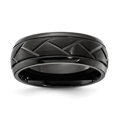 Stainless Steel Black IP-plated Brushed Center 8mm Band