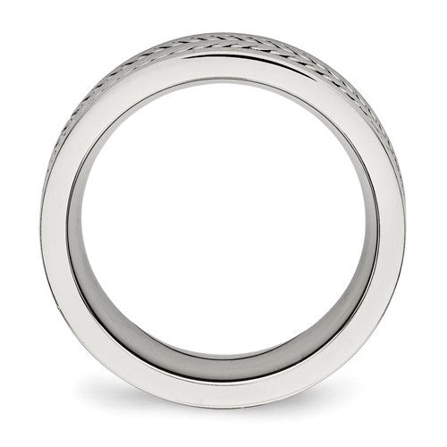 Stainless Steel Brushed and Polished Twisted 7mm Band