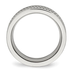 Stainless Steel Brushed and Polished Twisted 7mm Band