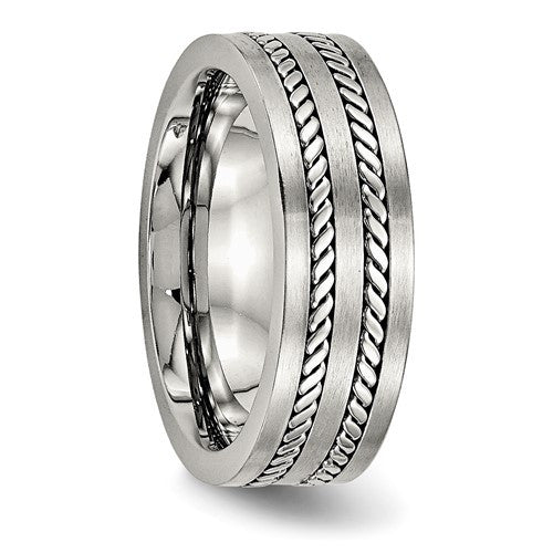 Stainless Steel Brushed and Polished Twisted 7mm Band