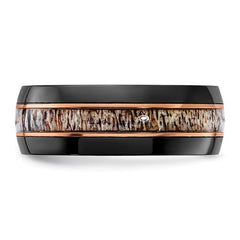 Black Zirconium Polished Rose IP-plated with Antler Inlay 8mm Band