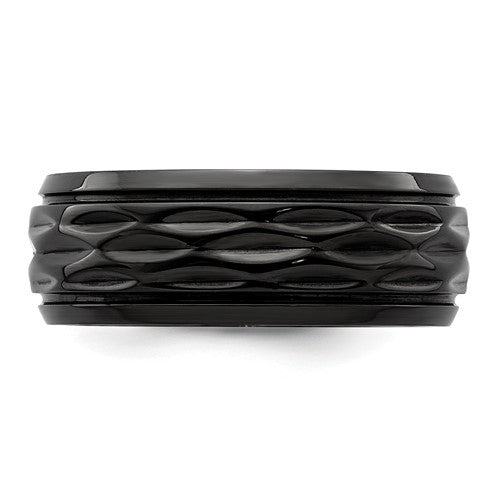Black Zirconium Polished and Diamond-cut 8mm Band