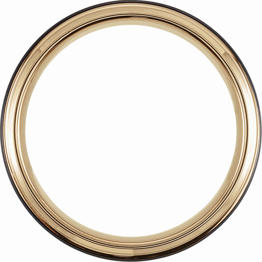 18K Yellow Gold and Black PVD Tungsten 6mm Beveled-Edge Band