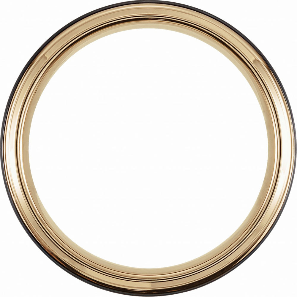 18K Yellow Gold and Black PVD Tungsten 6mm Beveled-Edge Band
