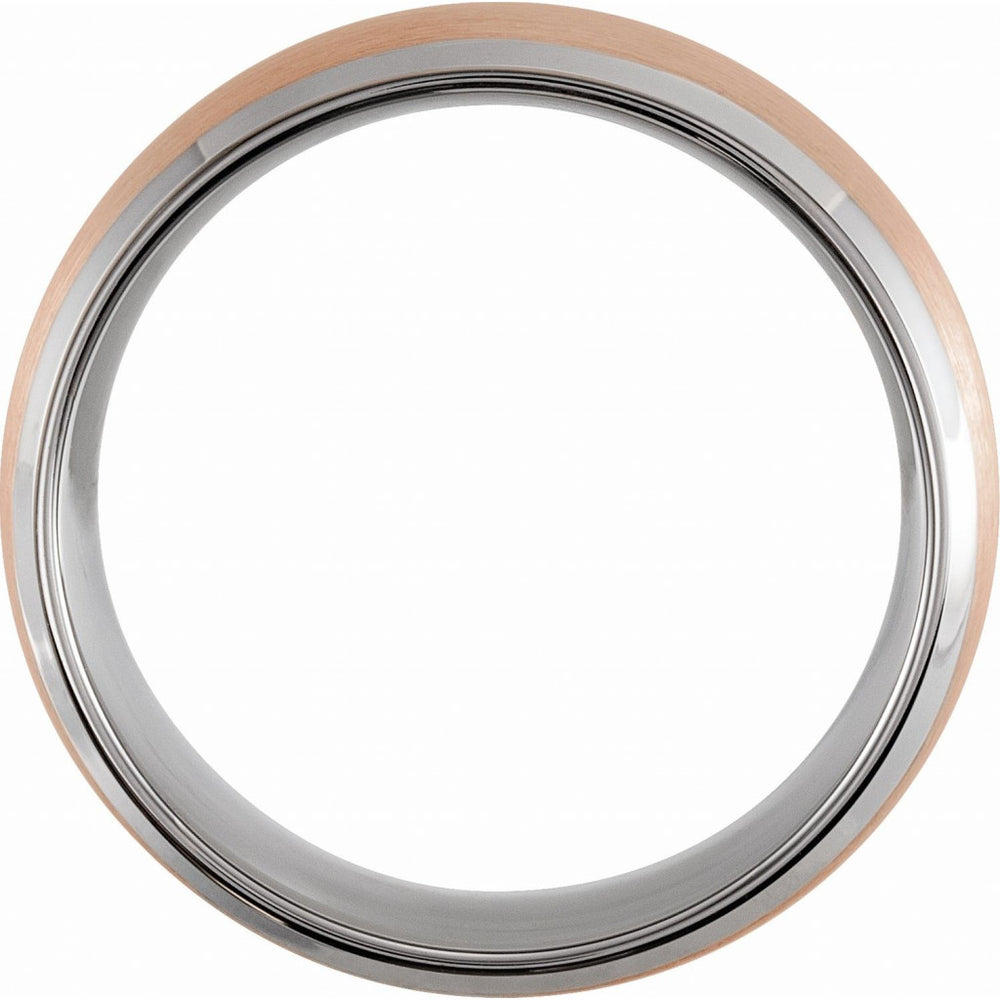 18K Rose Gold PVD Tungsten 8 mm Beveled Edge Band