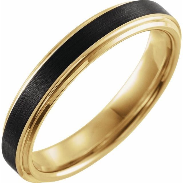 18K Yellow Gold PVD and Black PVD Tungsten 4mm Band
