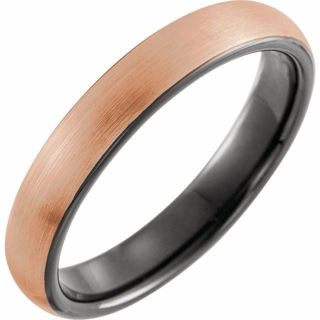 18K Rose Gold PVD and Black PVD Tungsten 4mm Band
