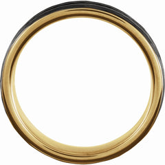 18K Yellow Gold PVD and Black PVD Tungsten 4mm Band With Hammer Finish