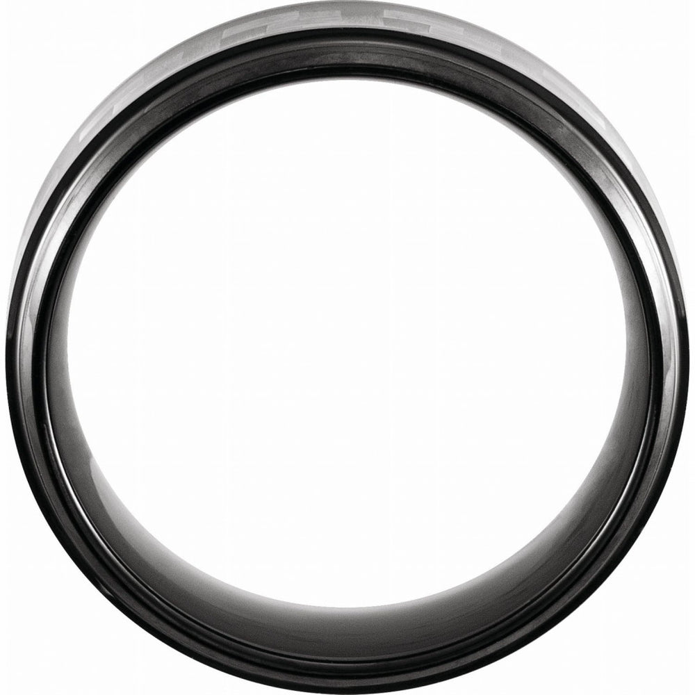 Black PVD Tungsten 8mm Band with Grey Carbon Fiber Inlay