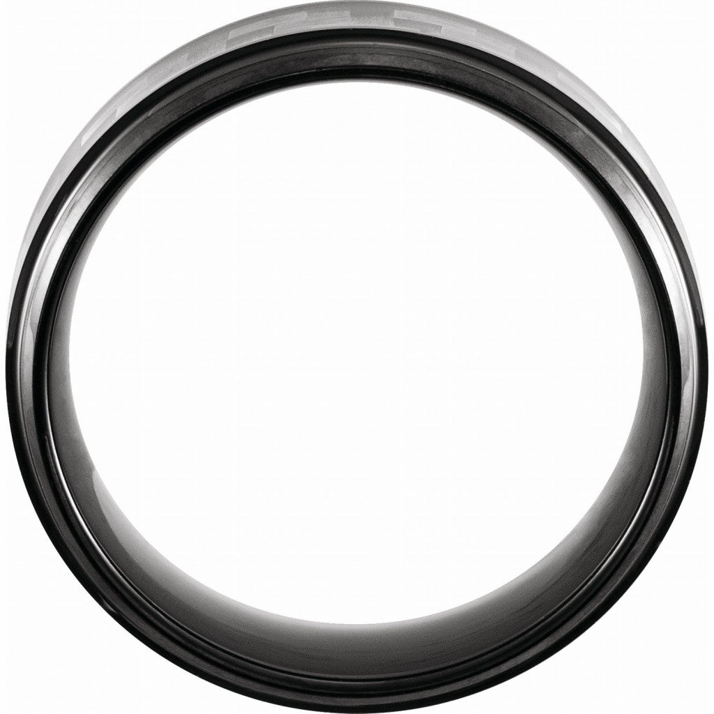 Black PVD Tungsten 8mm Band with Grey Carbon Fiber Inlay