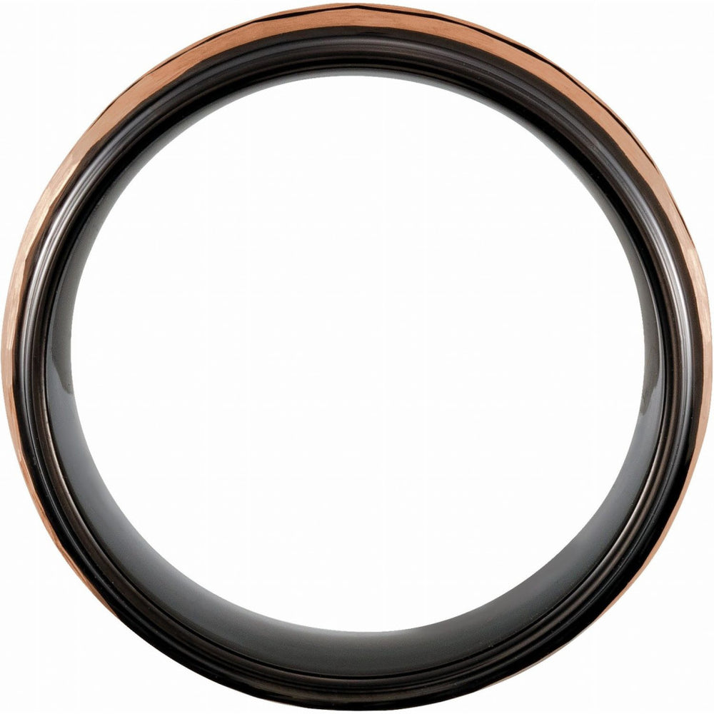 18k Rose Gold PVD and Black PVD Tungsten 8mm Grooved Band