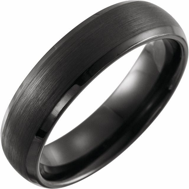 Black PVD Tungsten 6mm Beveled-Edge Band
