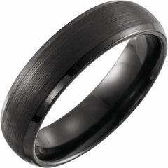 Black PVD Tungsten 6mm Beveled-Edge Band