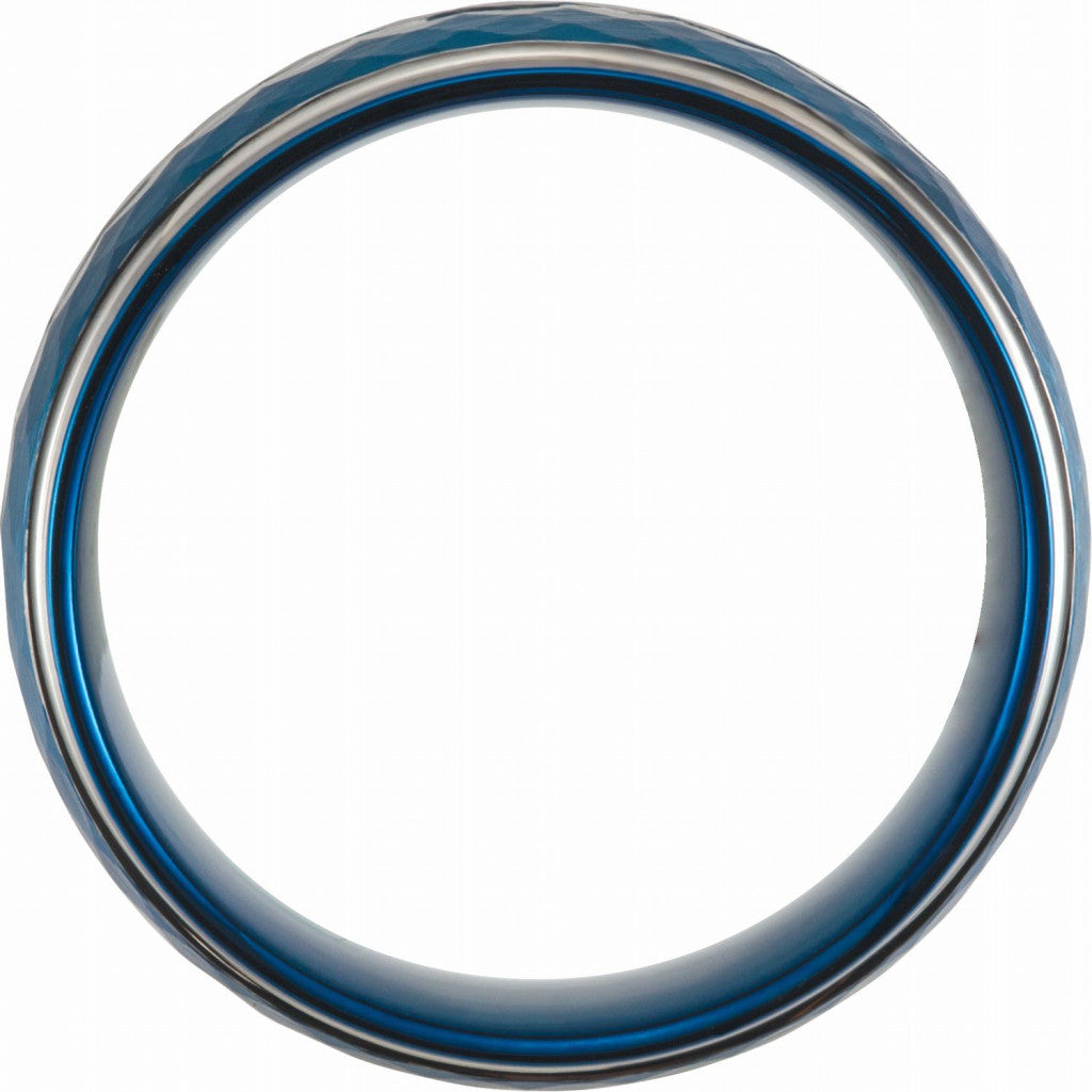 Blue PVD Tungsten 8mm Patterned Band