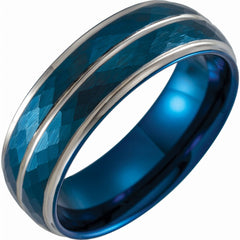 Blue PVD Tungsten 8mm Patterned Band