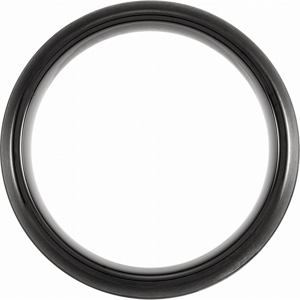 Black and Blue PVD Tungsten 8mm Grooved Band