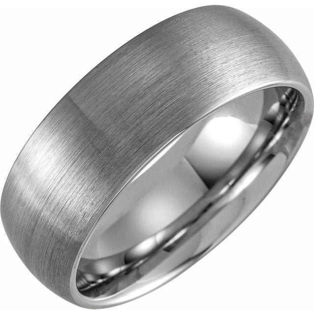 Tungsten 8mm Domed Band with Satin Finish
