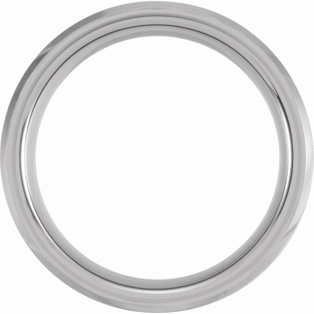 Tungsten 8mm Beveled-Edge Band with Acacia Wood Inlay