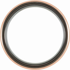 Black and 18K Rose Gold PVD Tungsten 6mm Grooved Band with Satin