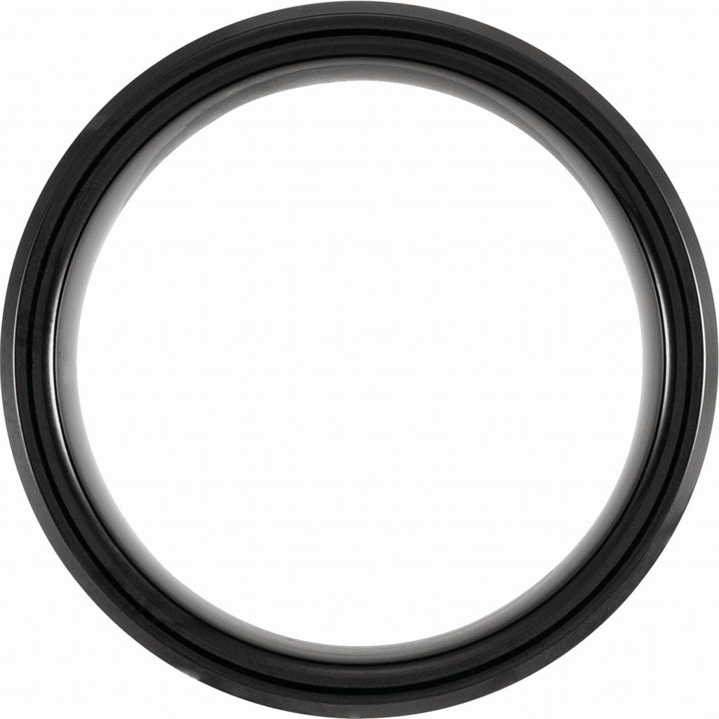 Tungsten 8mm Beveled-Edge Band with Meteorite Style Inlay