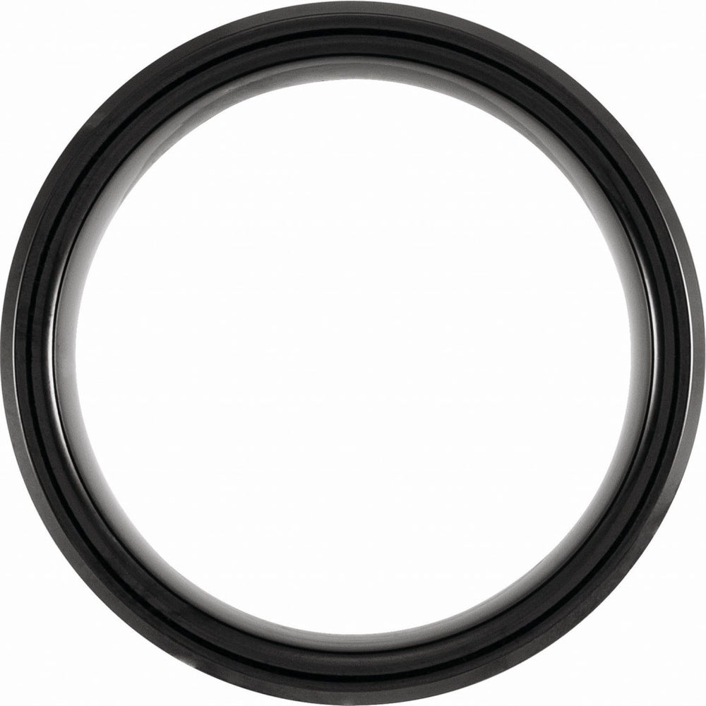 Tungsten 8mm Beveled-Edge Band with Meteorite Style Inlay