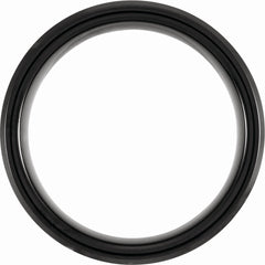Tungsten 8mm Beveled-Edge Band with Meteorite Style Inlay