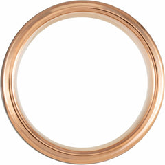 Black and 18K Rose Gold PVD Tungsten 8mm Beveled-Edge Band with a Satin Finish