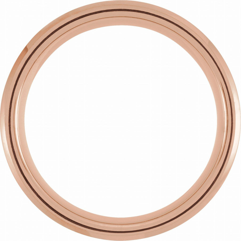 Black and 18K Rose Gold PVD Tungsten 8mm Beveled-Edge Band with Satin Finish