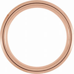 Black and 18K Rose Gold PVD Tungsten 8mm Beveled-Edge Band with Satin Finish