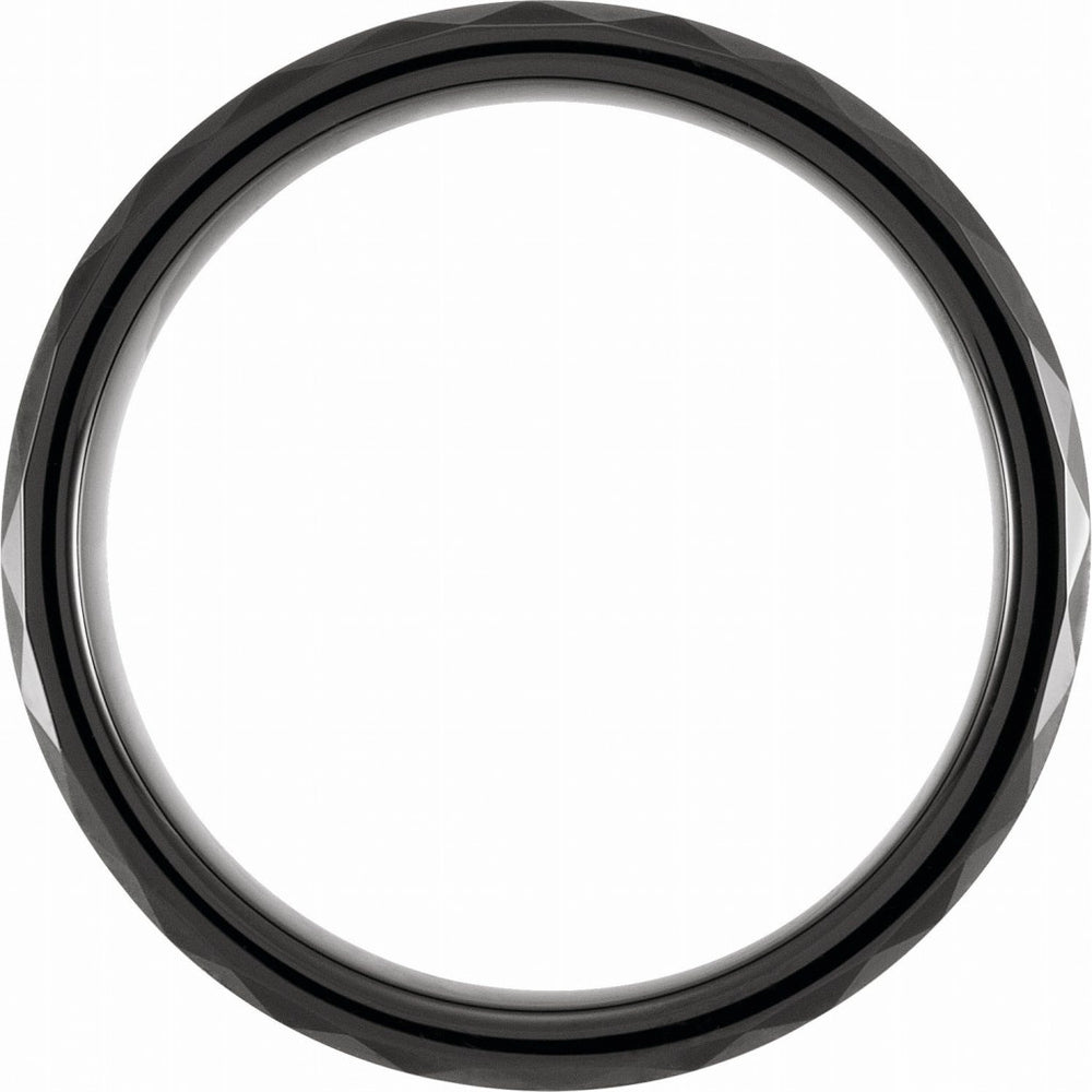 Black PVD Tungsten 6mm Faceted Beveled-Edge Band