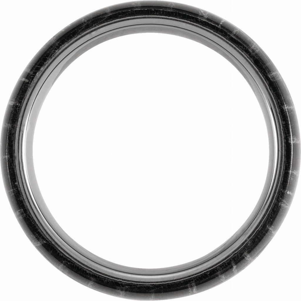 Tungsten 8mm Domed Band with Zebra Wood Inlay