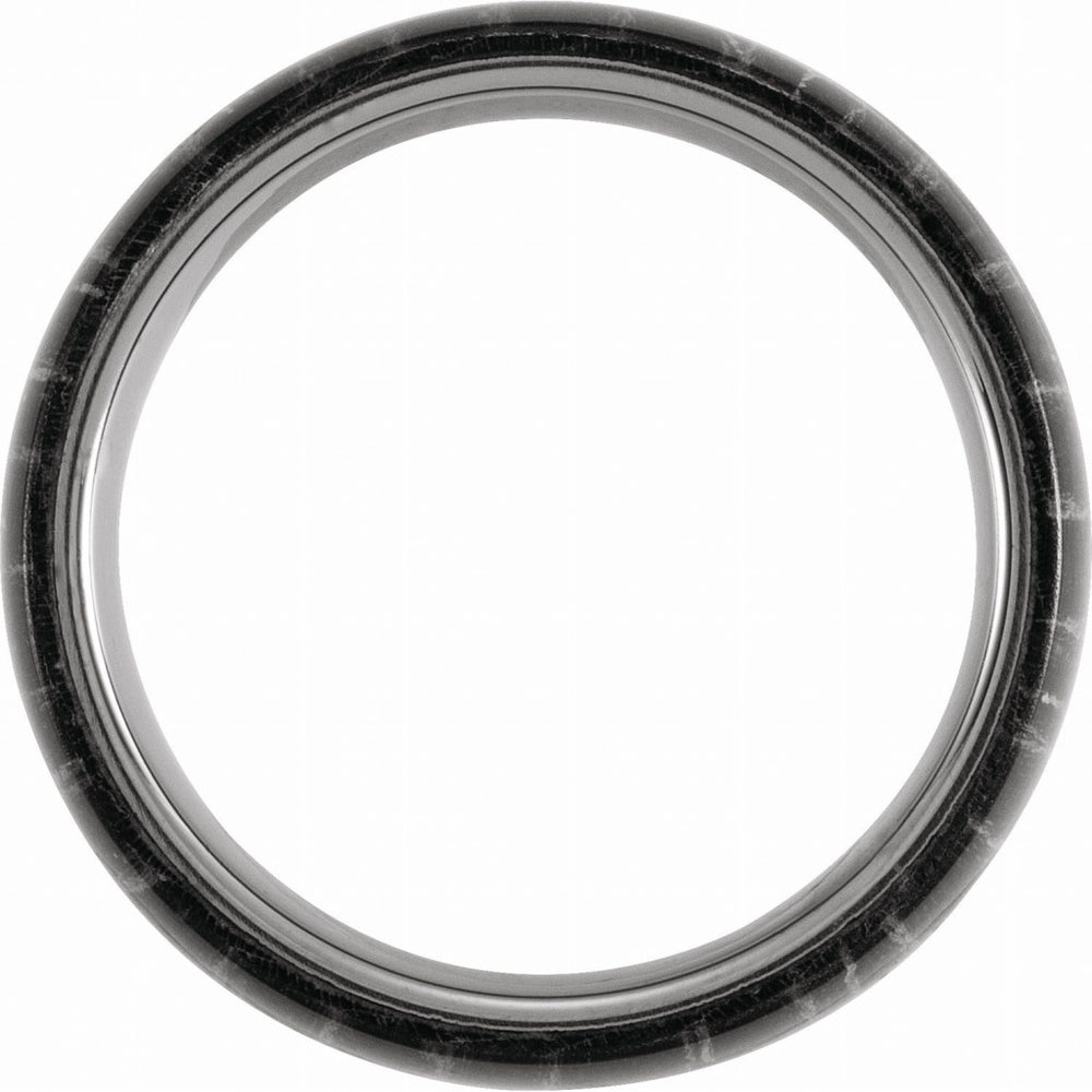 Tungsten 8mm Domed Band with Zebra Wood Inlay