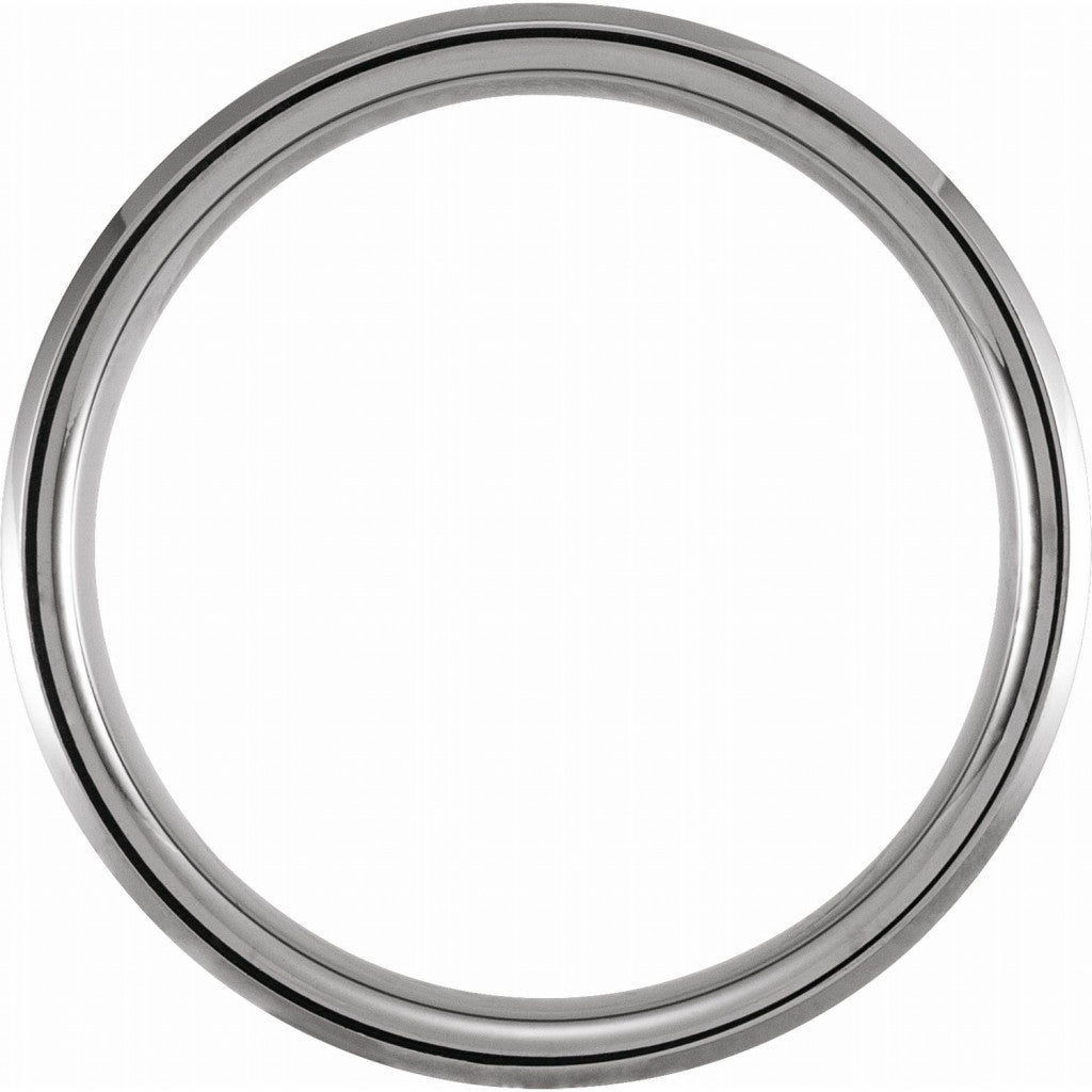 Tungsten 6mm Beveled-Edge Band with Acacia Wood Inlay