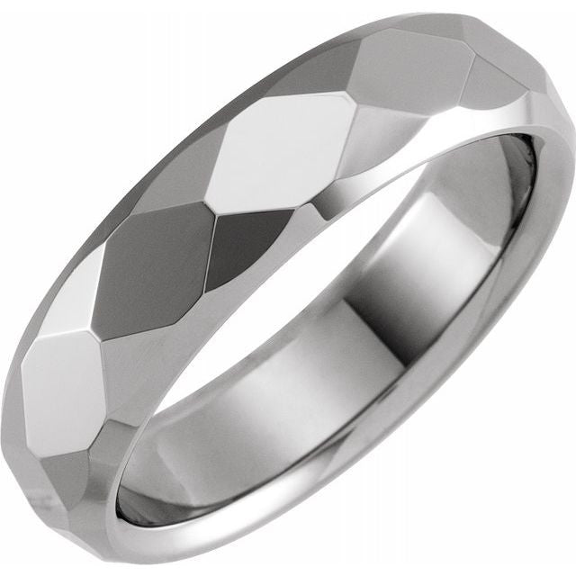 Tungsten 6mm Faceted Beveled-Edge Band