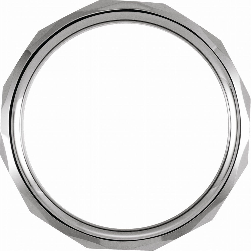 Tungsten 6mm Faceted Beveled-Edge Band