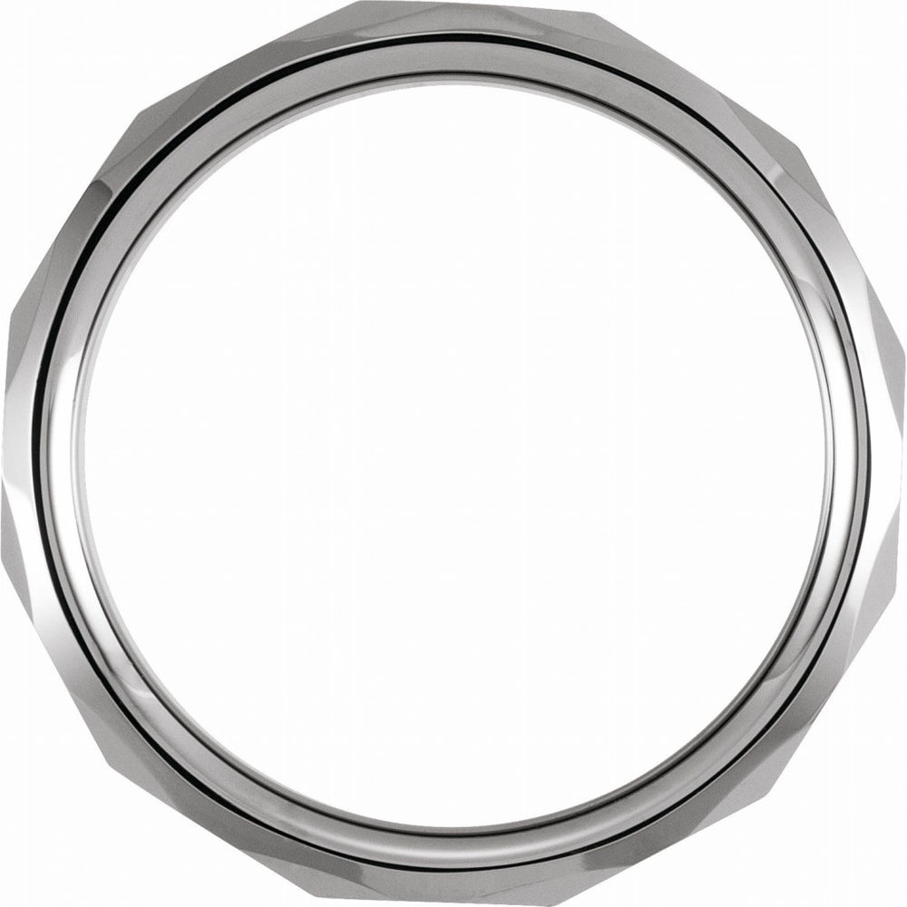 Tungsten 6mm Faceted Beveled-Edge Band