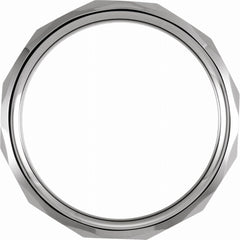 Tungsten 6mm Faceted Beveled-Edge Band