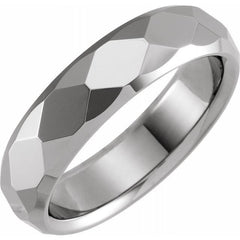 Tungsten 6mm Faceted Beveled-Edge Band