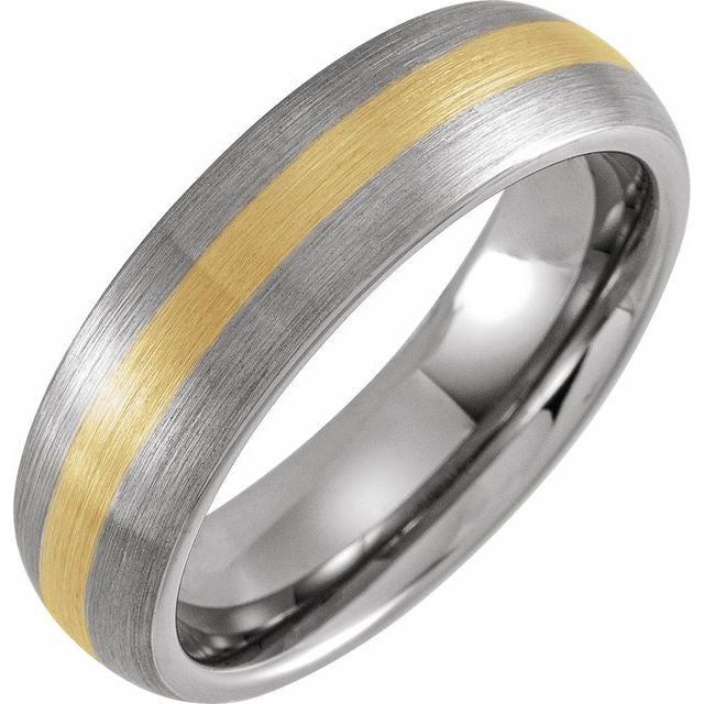 Tungsten and 18K Yellow Gold PVD 6mm Domed Band