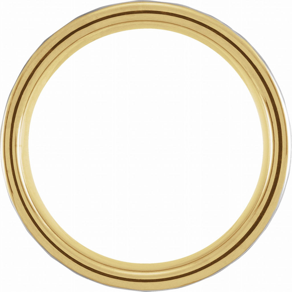 18K Yellow Gold PVD Tungsten 8mm Grooved Band with a Hammer Fini