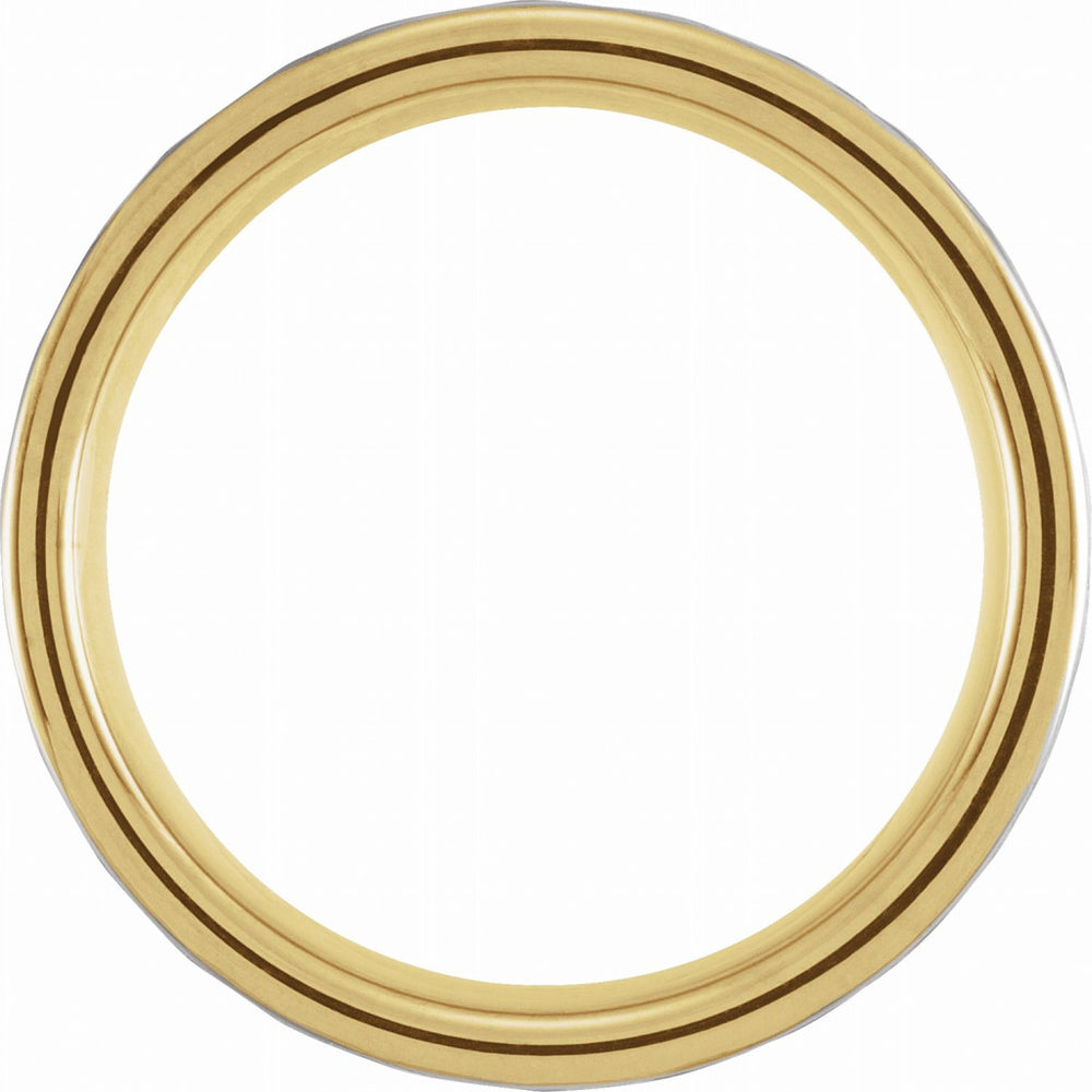 18K Yellow Gold PVD Tungsten 8mm Grooved Band with a Hammer Fini