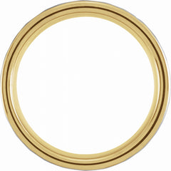 18K Yellow Gold PVD Tungsten 8mm Grooved Band with a Hammer Fini
