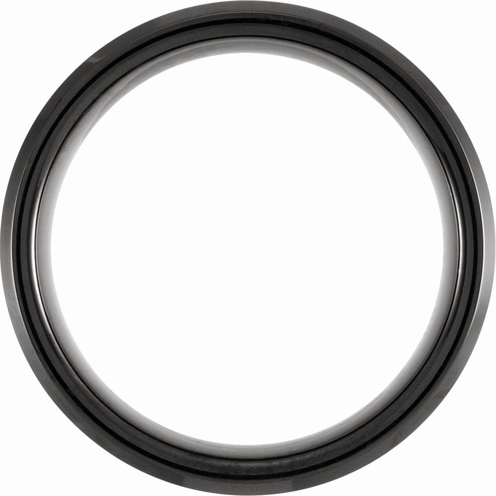 Black and Blue PVD Tungsten 8mm Grooved Band