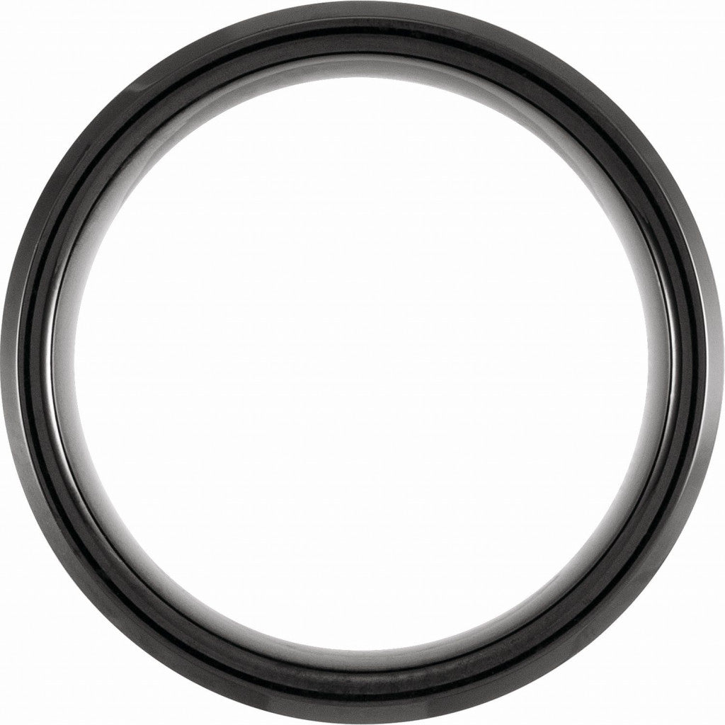 Black and Blue PVD Tungsten 8mm Grooved Band