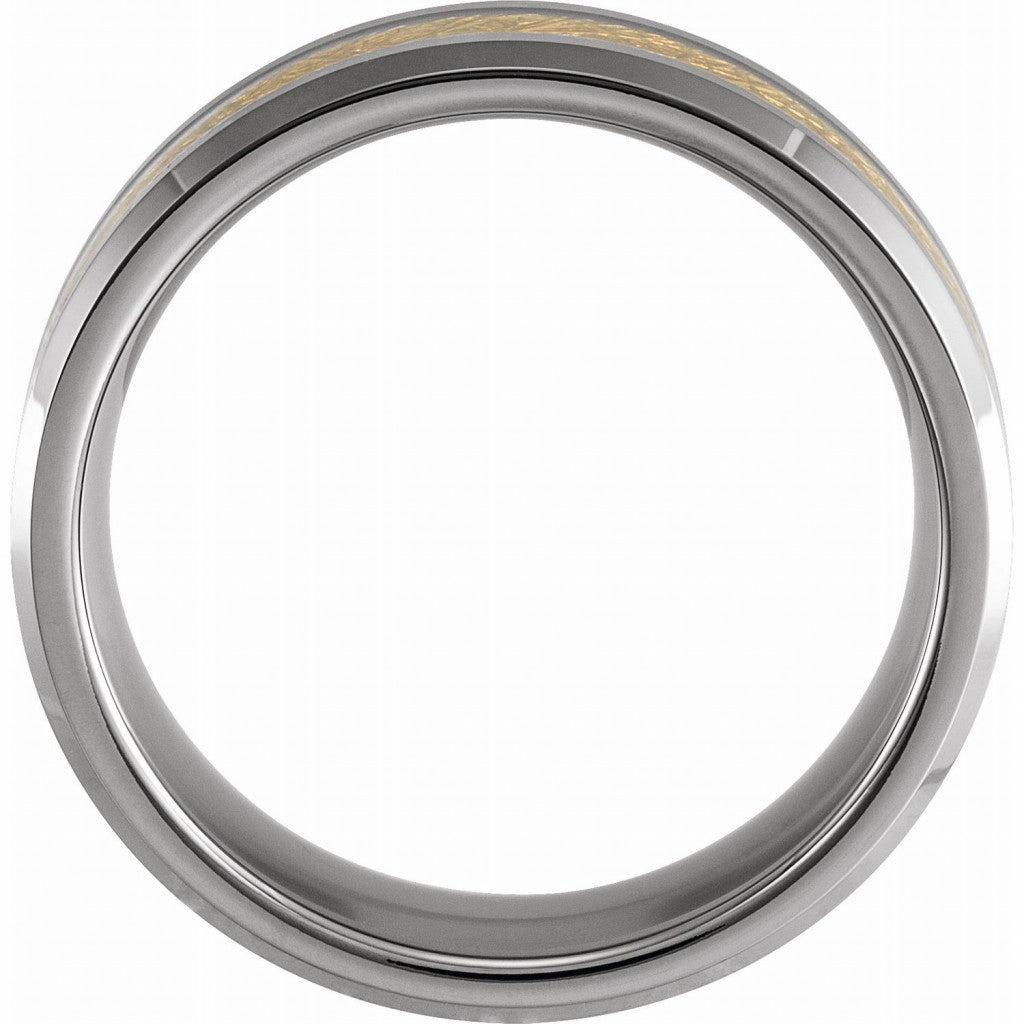 Tungsten Band with Gold Meteorite Style Inlay