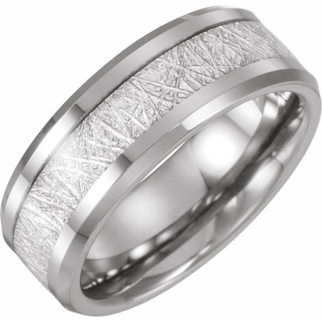 Tungsten Band with Meteorite Style Inlay