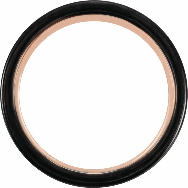 Black and 18K Rose Gold PVD Tungsten 6mm Band