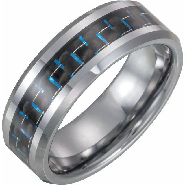 Tungsten 8mm Band with a Black Carbon Fiber Inlay
