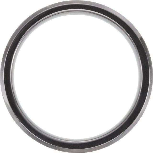 Black PVD Tungsten 6mm Beveled Edge Band