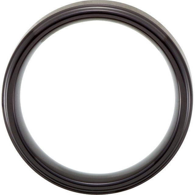 Black PVD Tungsten 8mm Ridged Band